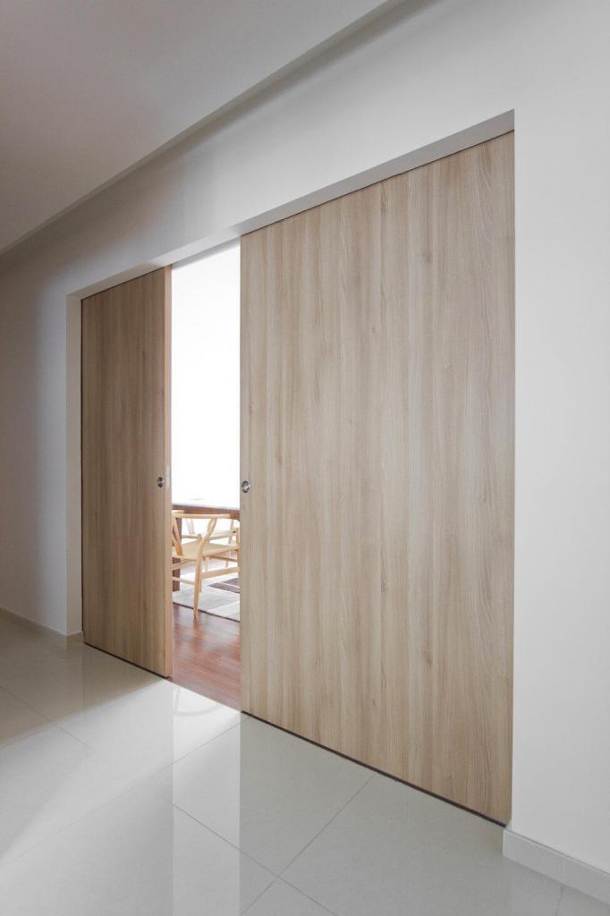 Unique Timber Doors for Bedrooms Using Wall Mounted Sliding Track